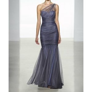 One-Shoulder Draped Mermaid Gown, Periwinkle